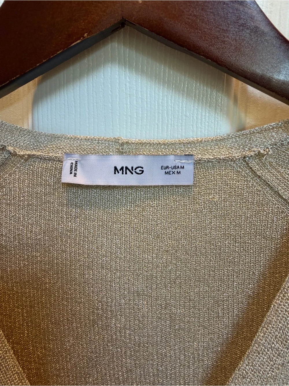 Mango Metallic Gold Knit Top